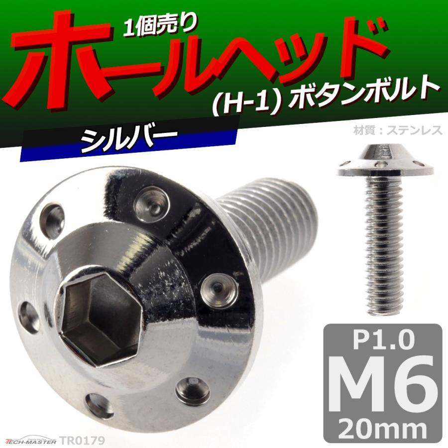 ボタンボルト M6×20mm P1.0 ホールヘッド H-1 ステンレス シルバー 1個 TR0179 | ブランド登録なし | 01