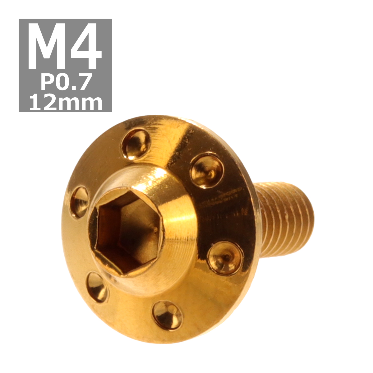 ボタンボルト M4×12mm P0.7 ホールヘッド H-1 ステンレス ゴールド 1個 TR0183 | ブランド登録なし