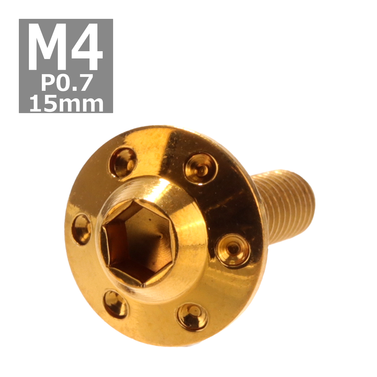 ボタンボルト M4×15mm P0.7 ホールヘッド H-1 ステンレス ゴールド 1個 TR0184 | ブランド登録なし