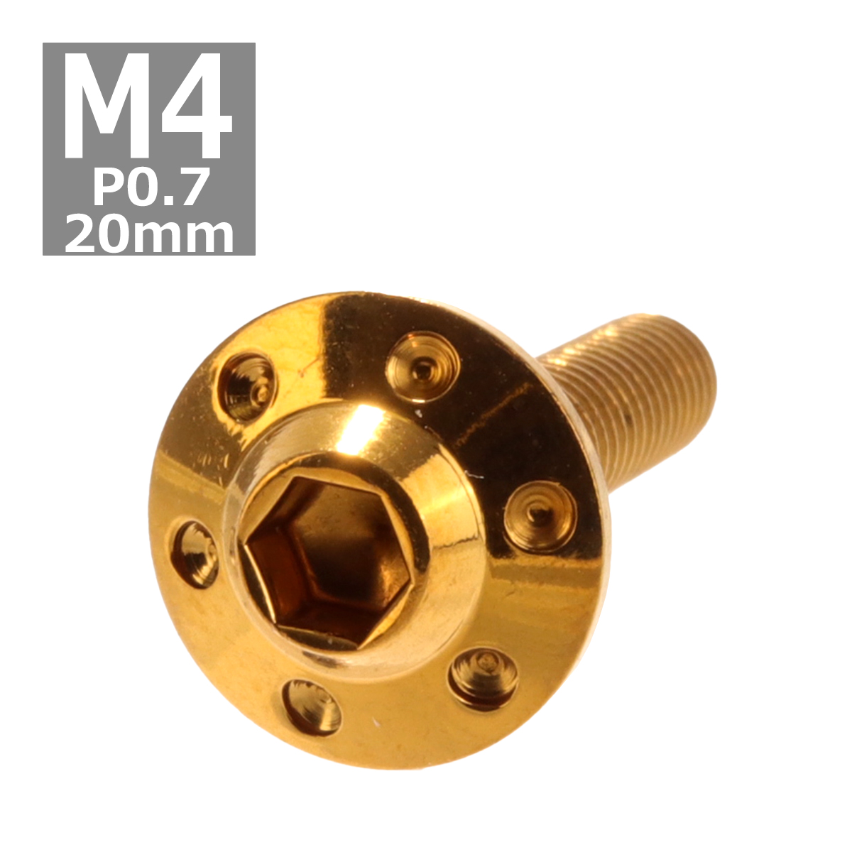 ボタンボルト M4×20mm P0.7 ホールヘッド H-1 ステンレス ゴールド 1個 TR0185 | ブランド登録なし