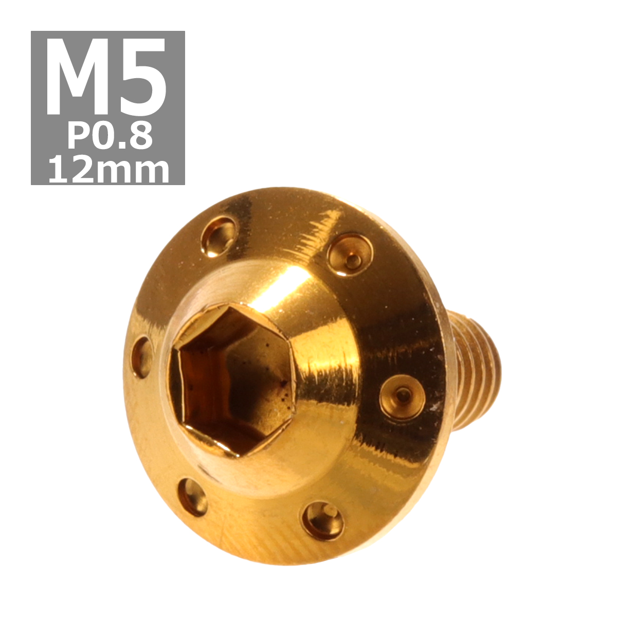 ボタンボルト M5×12mm P0.8 ホールヘッド H-1 ステンレス ゴールド 1個 TR0186 | ブランド登録なし
