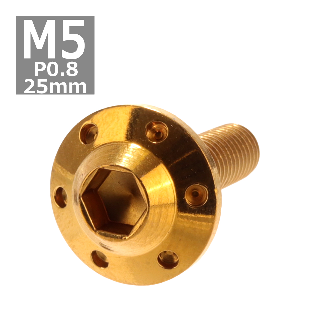 ボタンボルト M5×25mm P0.8 ホールヘッド H-1 ステンレス ゴールド 1個 TR0189 | ブランド登録なし