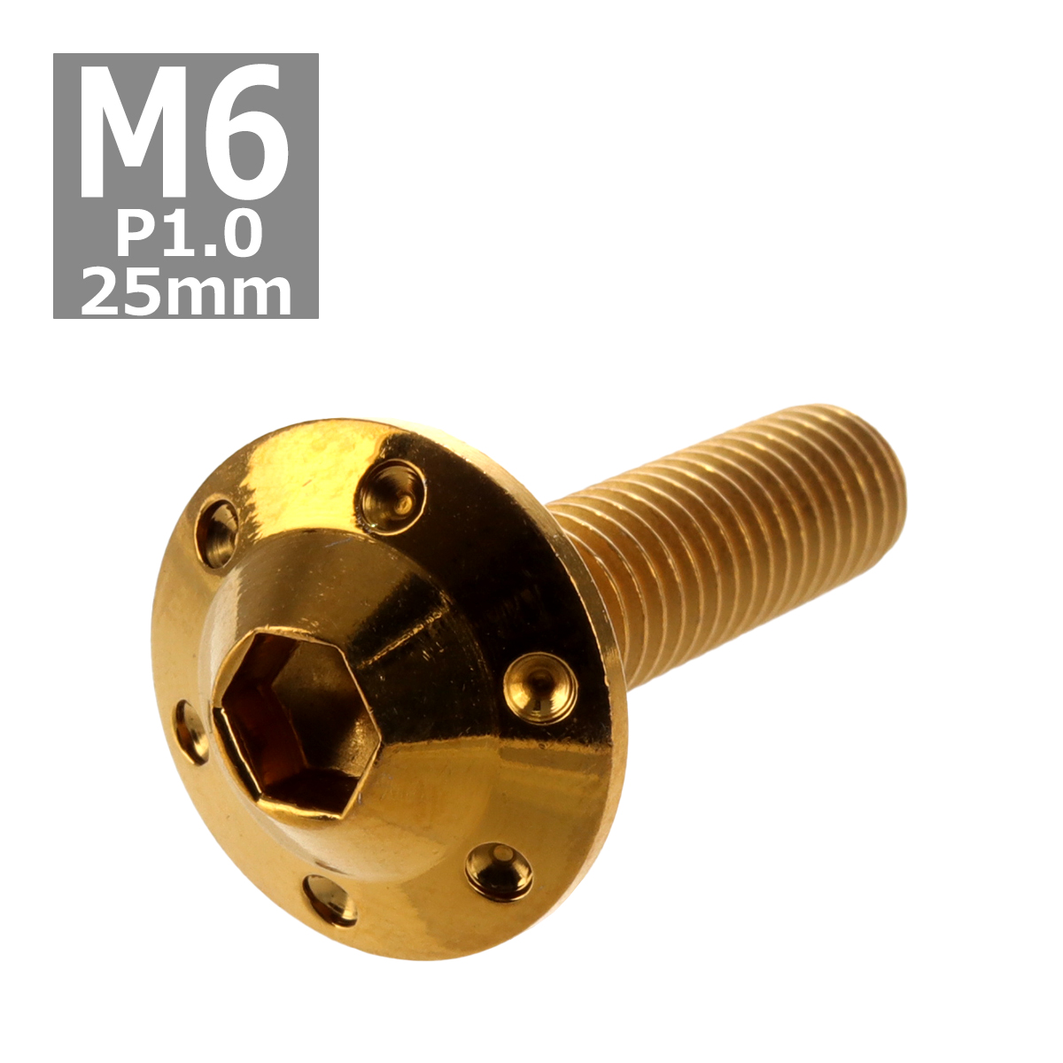 ボタンボルト M6×25mm P1.0 ホールヘッド H-1 ステンレス ゴールド 1個 TR0194 | ブランド登録なし