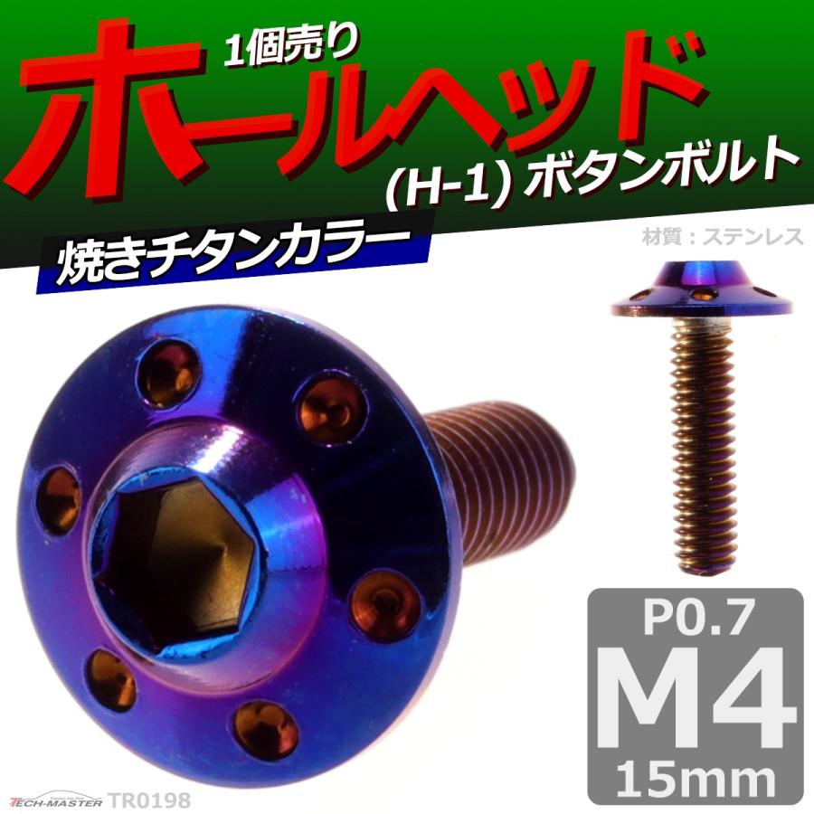 ボタンボルト M4×15mm P0.7 ホールヘッド H-1 ステンレス 焼きチタンカラー 1個 TR0198 | ブランド登録なし | 01