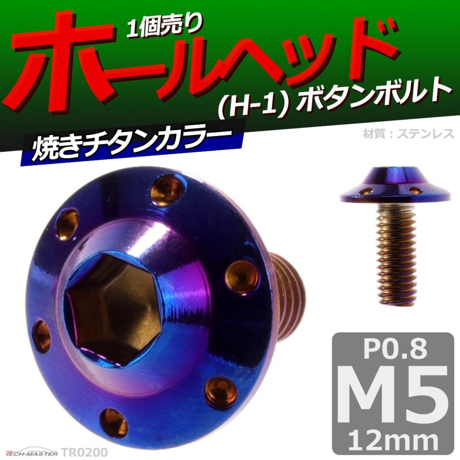 ボタンボルト M5×12mm P0.8 ホールヘッド H-1 ステンレス 焼きチタンカラー 1個 TR0200 | ブランド登録なし | 01