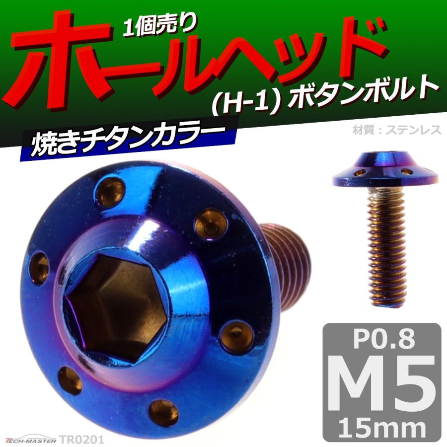 ボタンボルト M5×15mm P0.8 ホールヘッド H-1 ステンレス 焼きチタンカラー 1個 TR0201 | ブランド登録なし | 01