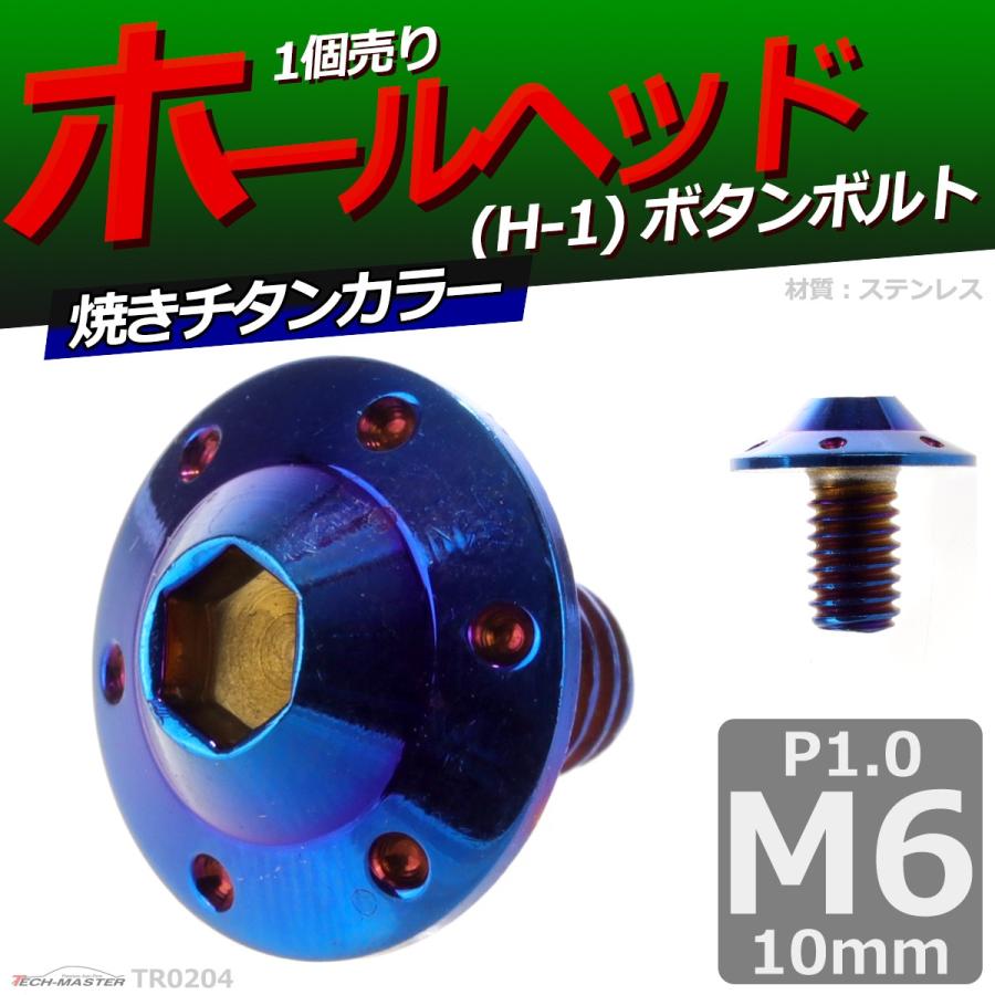 ボタンボルト M6×10mm P1.0 ホールヘッド H-1 ステンレス 焼きチタンカラー 1個 TR0204 | ブランド登録なし | 01