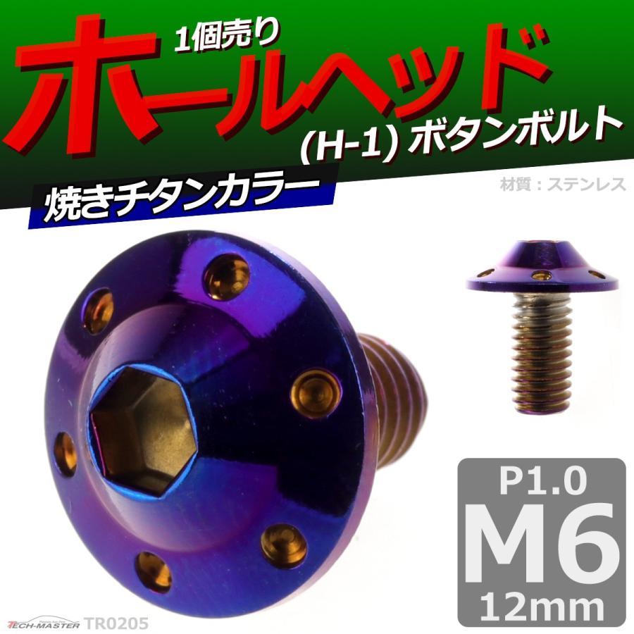ボタンボルト M6×12mm P1.0 ホールヘッド H-1 ステンレス 焼きチタンカラー 1個 TR0205 | ブランド登録なし | 01