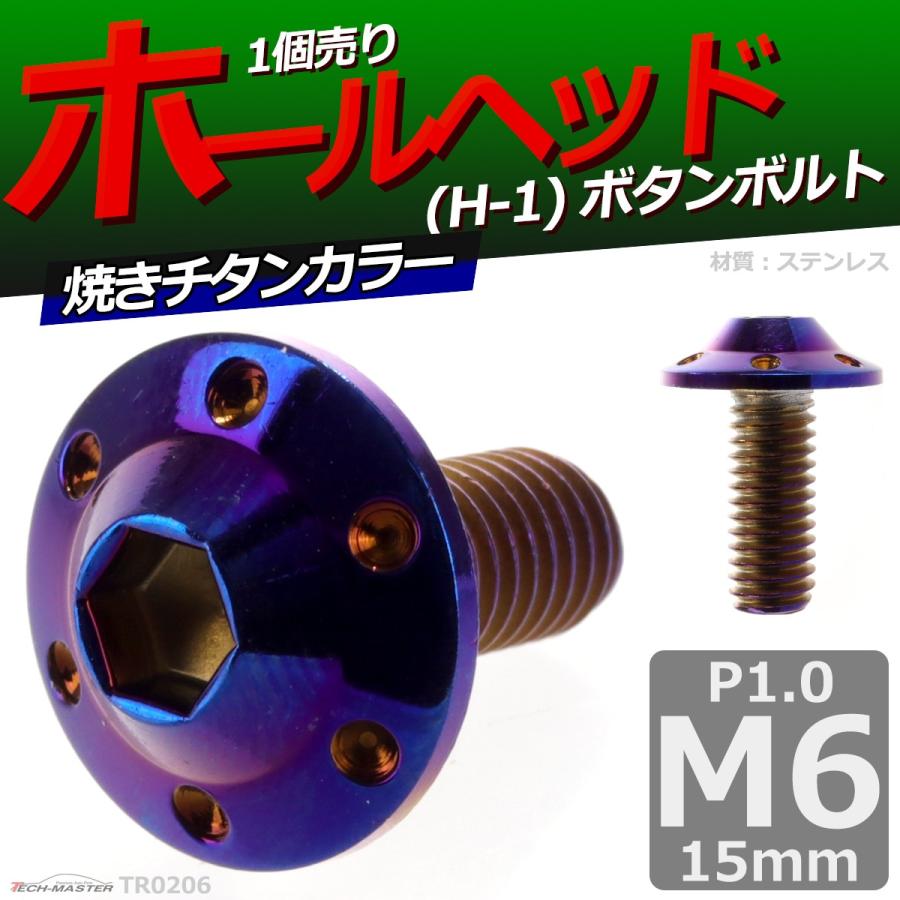 ボタンボルト M6×15mm P1.0 ホールヘッド H-1 ステンレス 焼きチタンカラー 1個 TR0206 | ブランド登録なし | 01