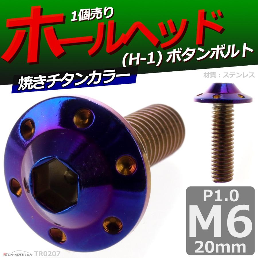 ボタンボルト M6×20mm P1.0 ホールヘッド H-1 ステンレス 焼きチタンカラー 1個 TR0207 | ブランド登録なし | 01