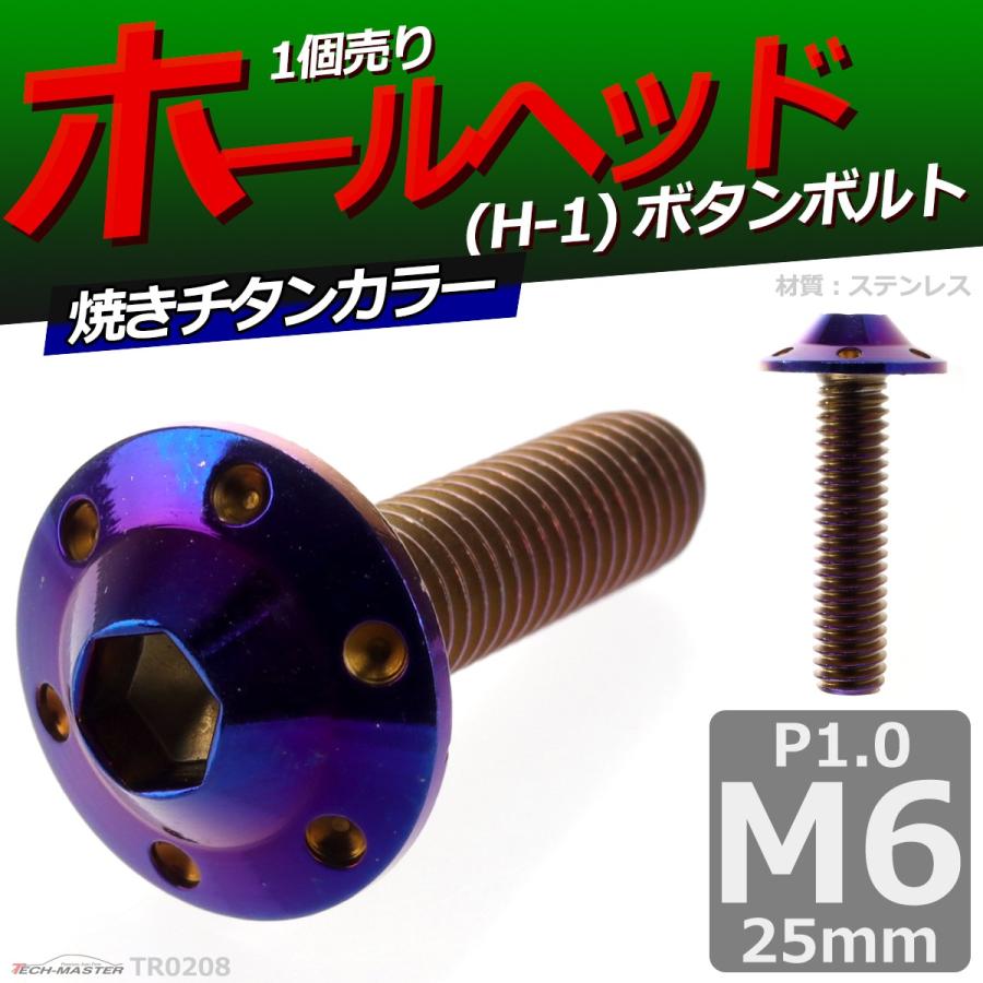 ボタンボルト M6×25mm P1.0 ホールヘッド H-1 ステンレス 焼きチタンカラー 1個 TR0208 | ブランド登録なし | 01