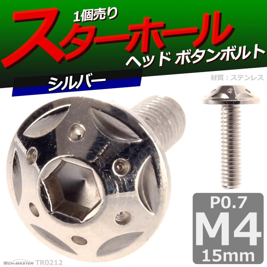 ボタンボルト M4×15mm P0.7 スターホールヘッド ステンレス シルバー 1個 TR0212 | ブランド登録なし | 01