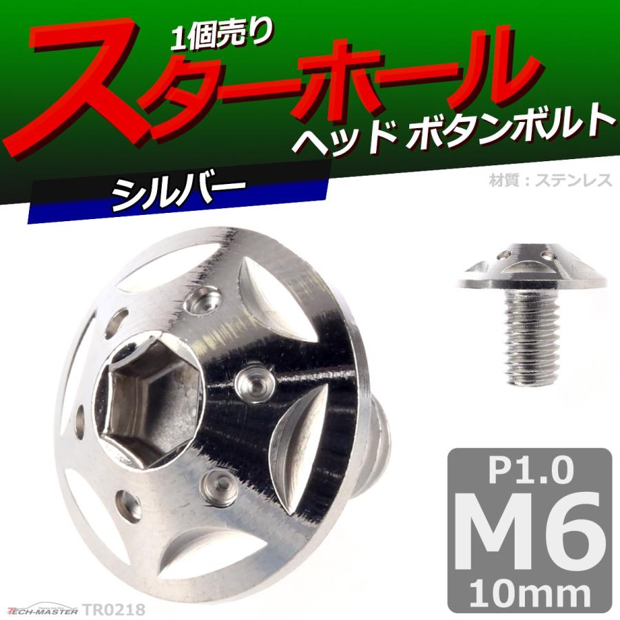 ボタンボルト M6×10mm P1.0 スターホールヘッド ステンレス シルバー 1個 TR0218 | ブランド登録なし | 01