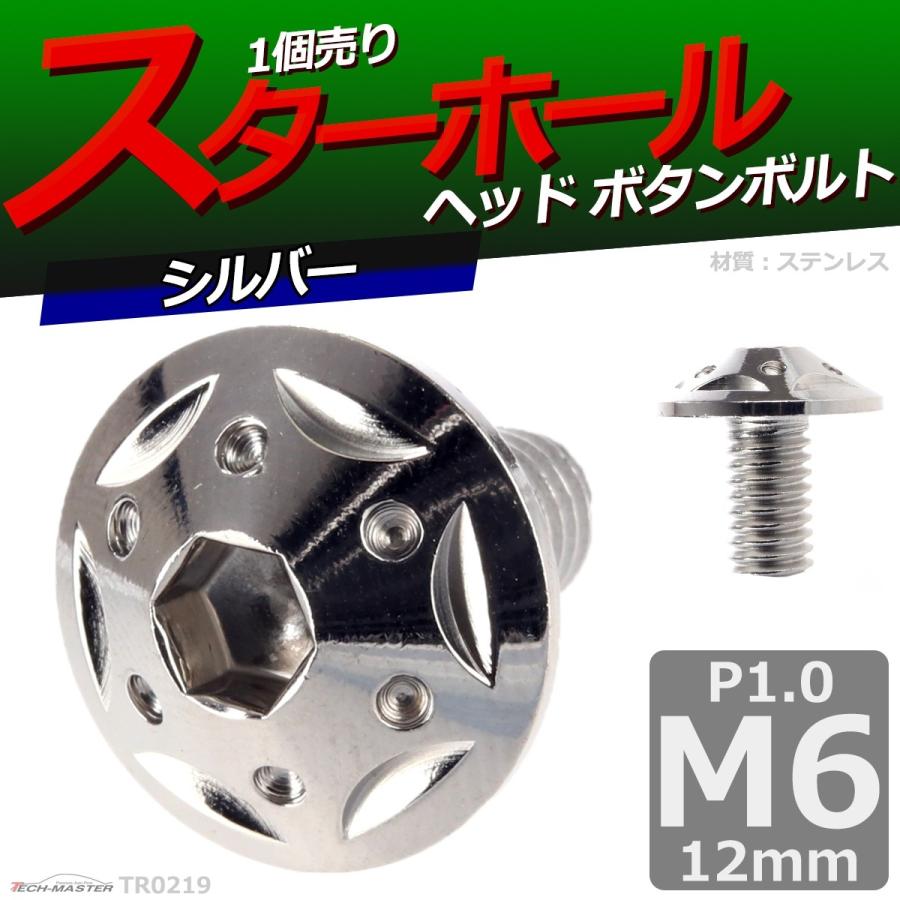 ボタンボルト M6×12mm P1.0 スターホールヘッド ステンレス シルバー 1個 TR0219 | ブランド登録なし | 01