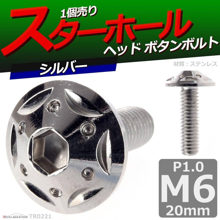 ボタンボルト M6×20mm P1.0 スターホールヘッド ステンレス シルバー 1個 TR0221 | ブランド登録なし | 01