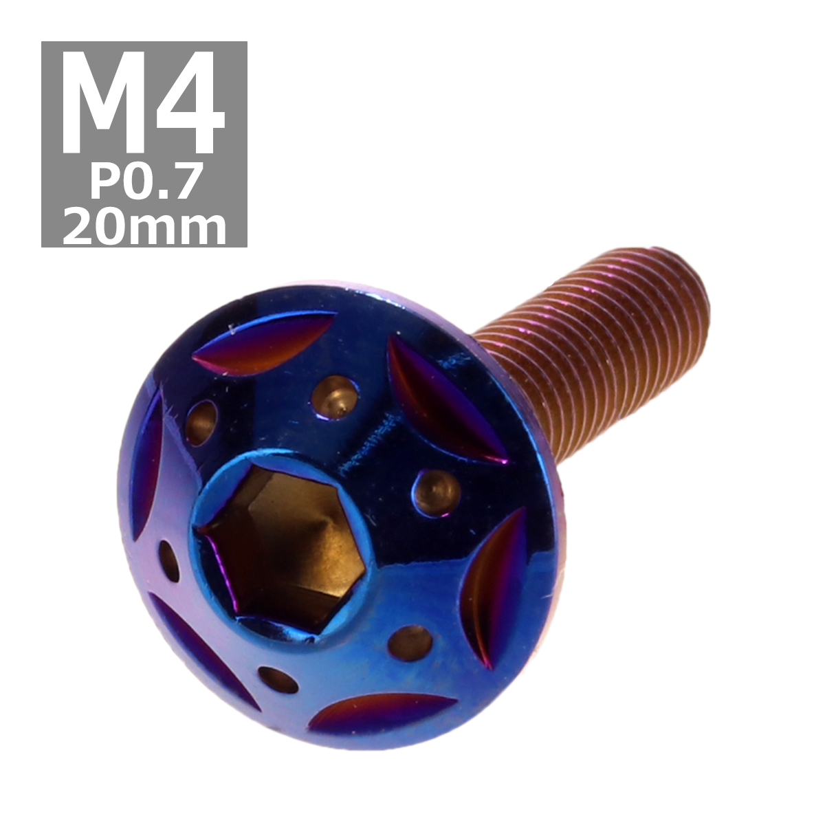 ボタンボルト M4×20mm P0.7 スターホールヘッド ステンレス 焼きチタンカラー 1個 TR0241 | ブランド登録なし