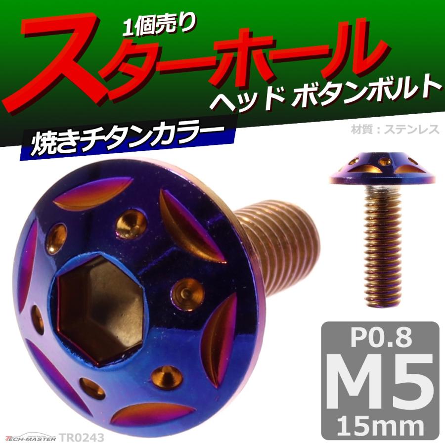 ボタンボルト M5×15mm P0.8 スターホールヘッド ステンレス 焼きチタンカラー 1個 TR0243 | ブランド登録なし | 01