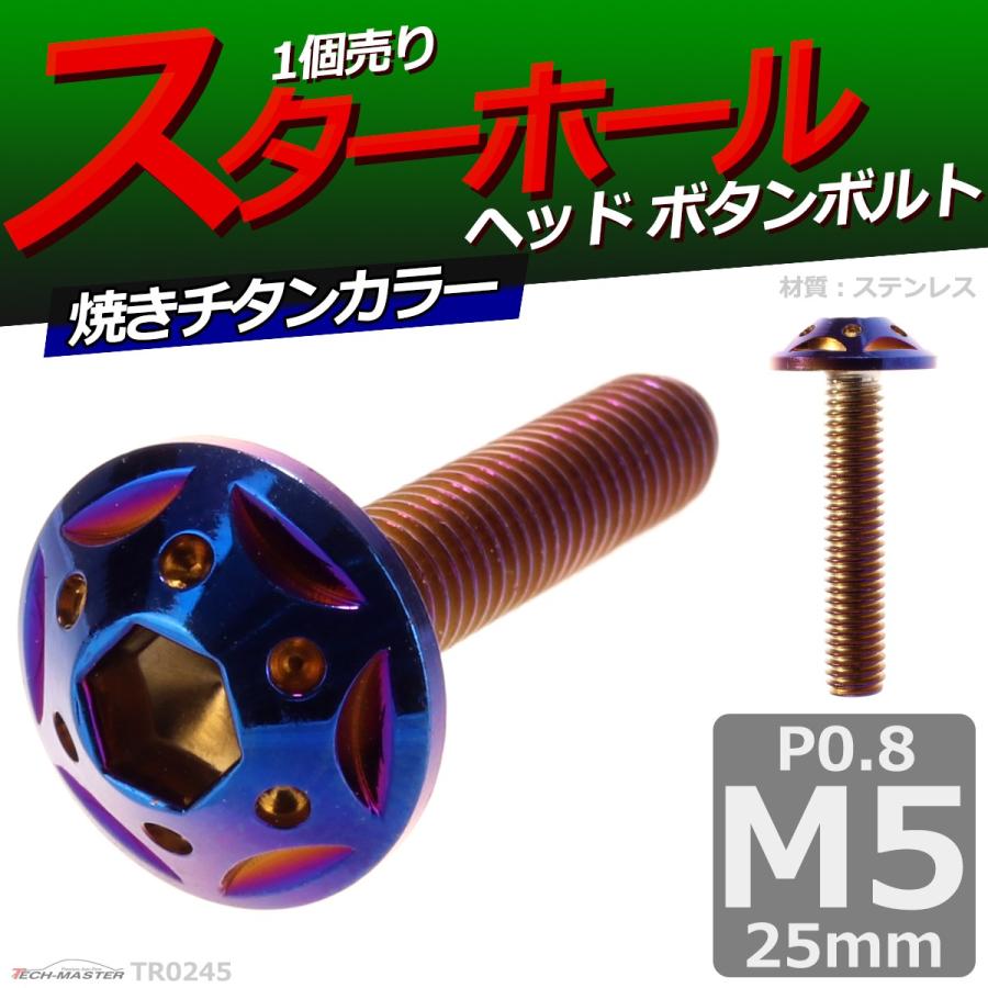 ボタンボルト M5×25mm P0.8 スターホールヘッド ステンレス 焼きチタンカラー 1個 TR0245 | ブランド登録なし | 01