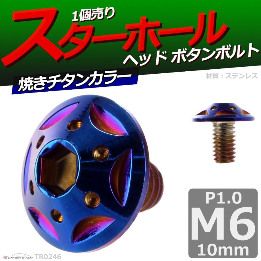 ボタンボルト M6×10mm P1.0 スターホールヘッド ステンレス 焼きチタンカラー 1個 TR0246 | ブランド登録なし | 01