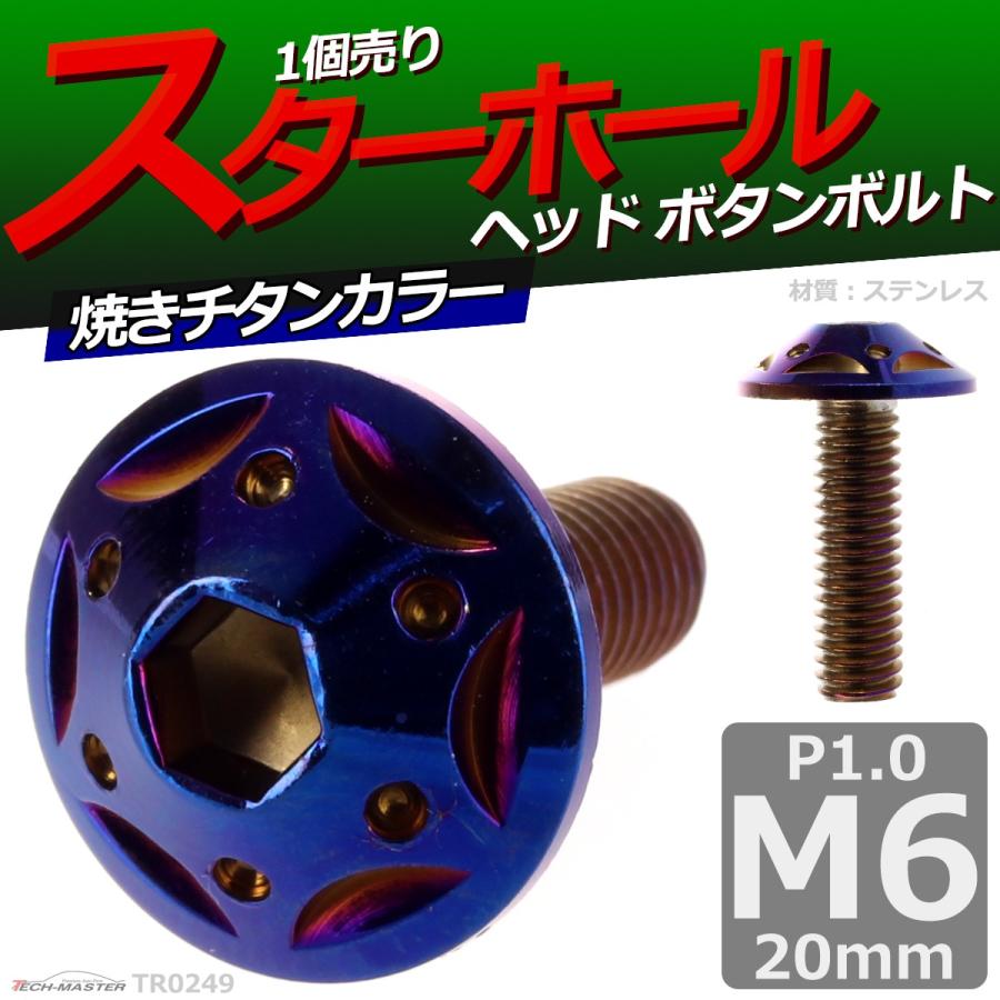 ボタンボルト M6×20mm P1.0 スターホールヘッド ステンレス 焼きチタンカラー 1個 TR0249 | ブランド登録なし | 01