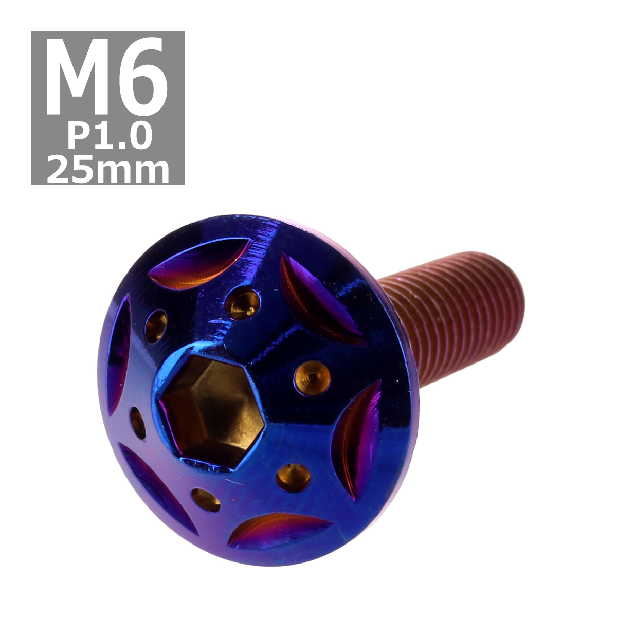 ボタンボルト M6×25mm P1.0 スターホールヘッド ステンレス 焼きチタンカラー 1個 TR0250 | ブランド登録なし