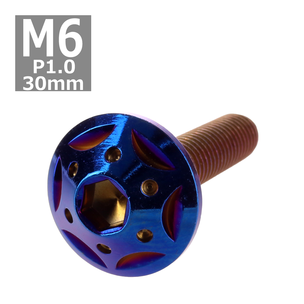 ボタンボルト M6×30mm P1.0 スターホールヘッド ステンレス 焼きチタンカラー 1個 TR0251 | ブランド登録なし