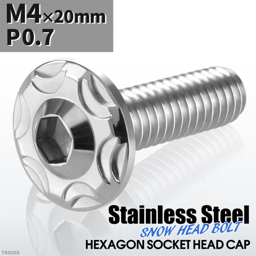ボタンボルト M4×20mm P0.7 スノーヘッド ステンレス シルバーカラー 1個 TR0255 | ブランド登録なし | 01