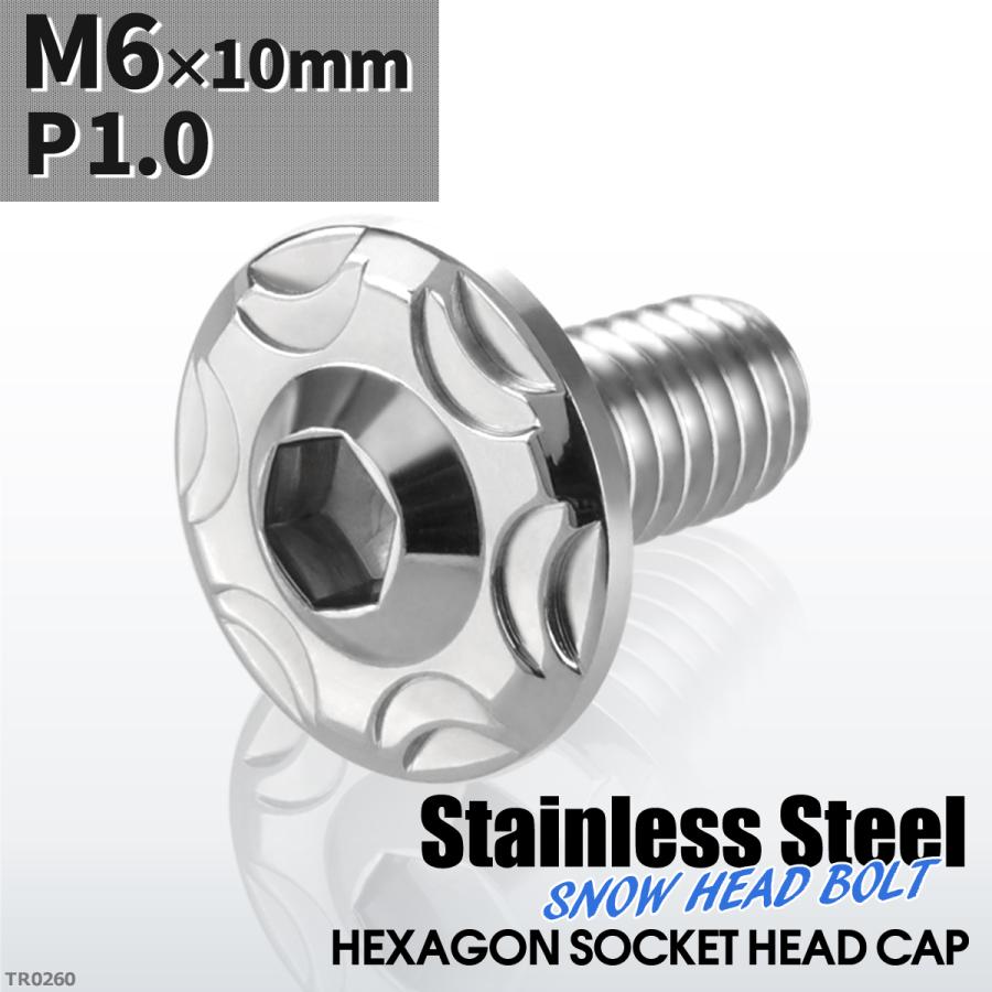 ボタンボルト M6×10mm P1.0 スノーヘッド ステンレス シルバーカラー 1個 TR0260 | ブランド登録なし | 01
