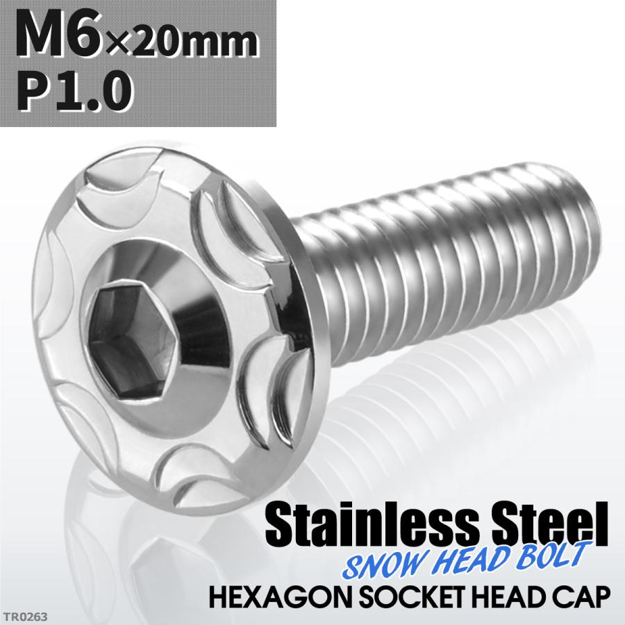 ボタンボルト M6×20mm P1.0 スノーヘッド ステンレス シルバーカラー 1個 TR0263 | ブランド登録なし | 01