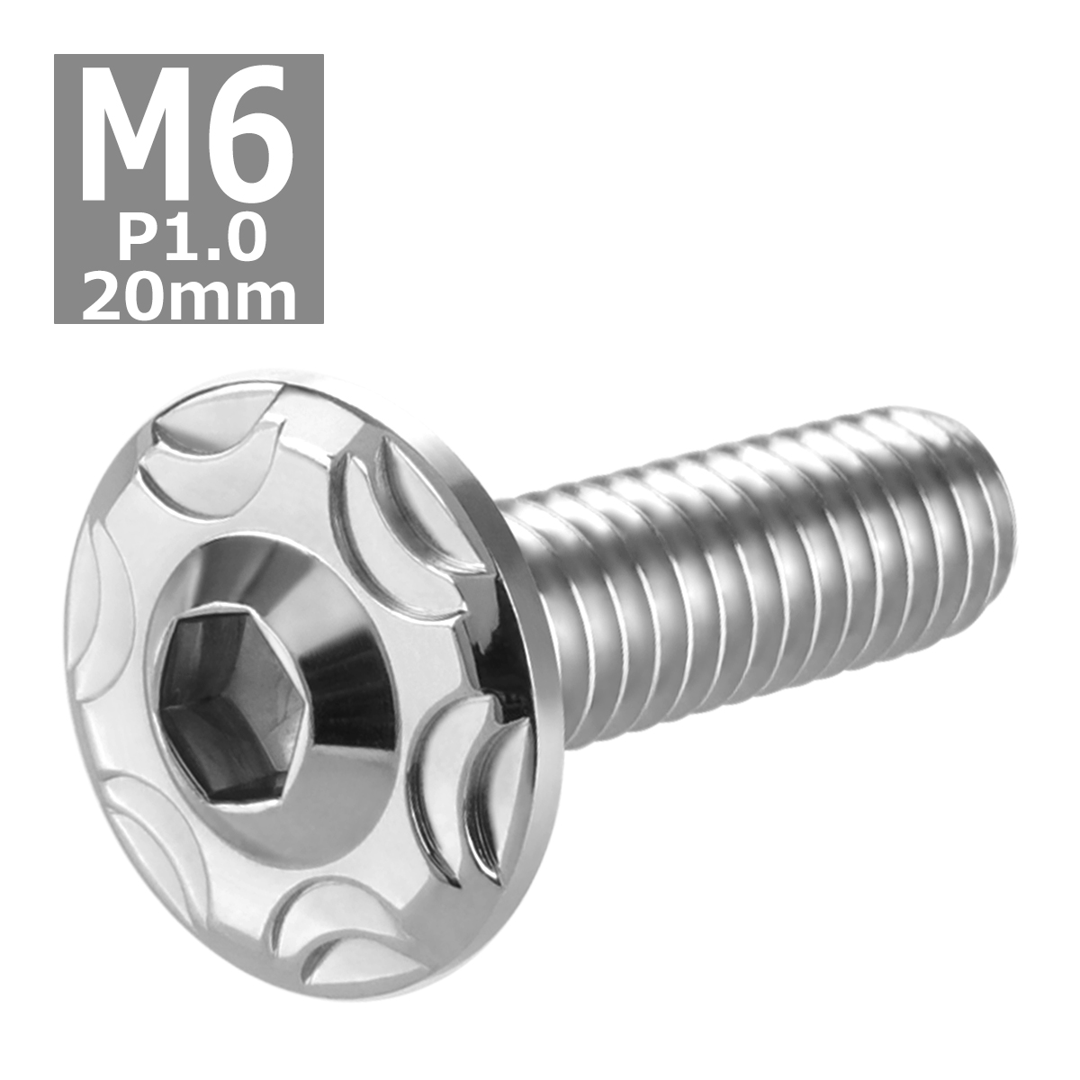 ボタンボルト M6×20mm P1.0 スノーヘッド ステンレス シルバーカラー 1個 TR0263 | ブランド登録なし