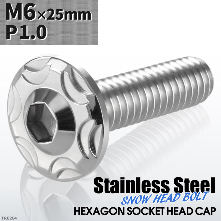ボタンボルト M6×25mm P1.0 スノーヘッド ステンレス シルバーカラー 1個 TR0264 | ブランド登録なし | 01