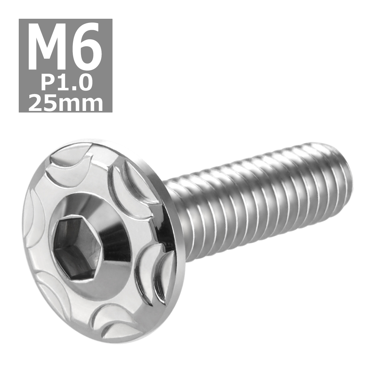 ボタンボルト M6×25mm P1.0 スノーヘッド ステンレス シルバーカラー 1個 TR0264 | ブランド登録なし