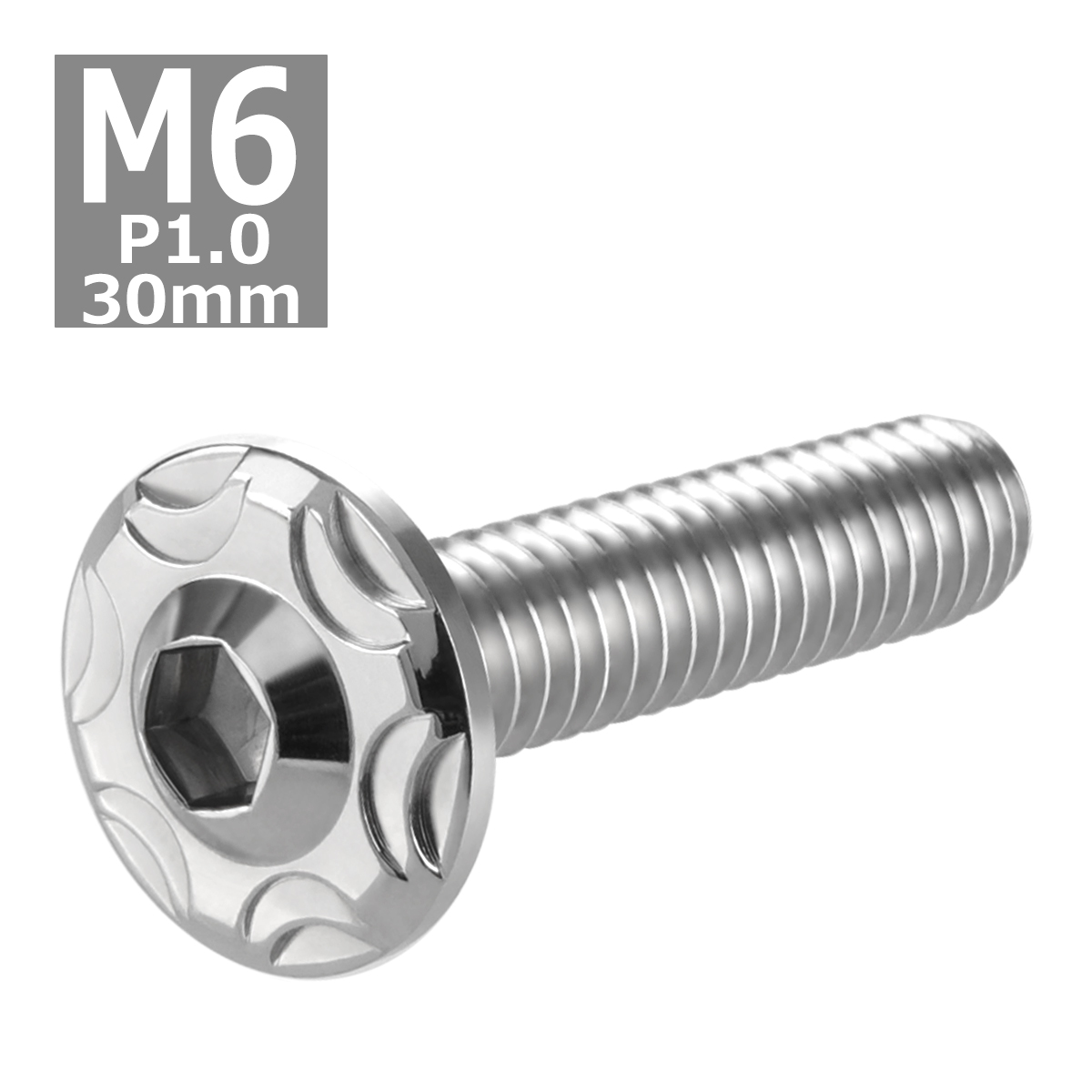 ボタンボルト M6×30mm P1.0 スノーヘッド ステンレス シルバーカラー 1個 TR0265 | ブランド登録なし