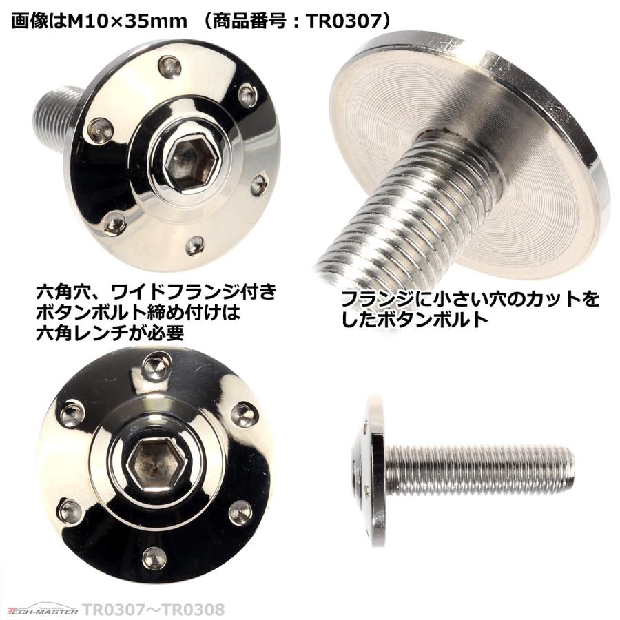 ボタンボルト M10×40mm P1.25 ホールヘッド ワイドフランジ付き ステンレス シルバー 1個 TR0308 | ブランド登録なし | 02