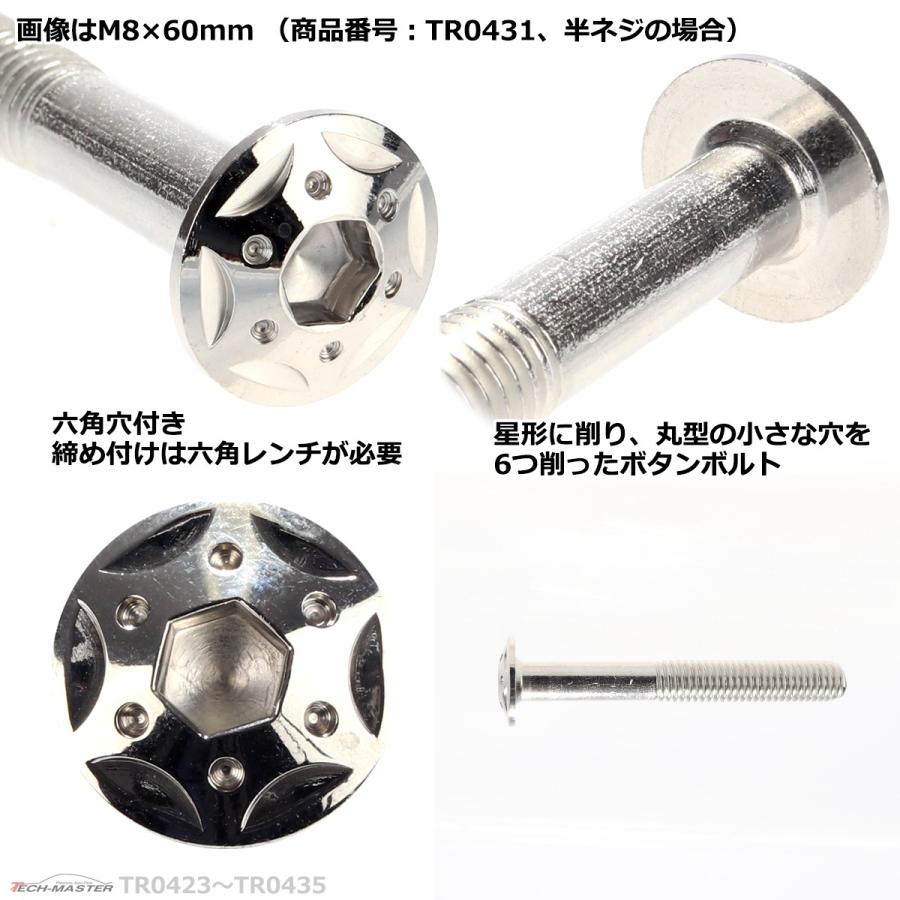 ボタンボルト M8×25mm P1.25 スターホールヘッド ステンレス シルバー 1個 TR0424 | ブランド登録なし | 03