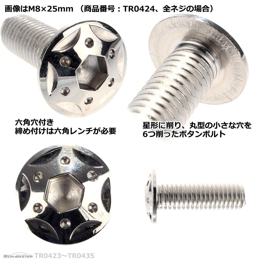 ボタンボルト M8×35mm P1.25 スターホールヘッド ステンレス シルバー 1個 TR0426 | ブランド登録なし | 02
