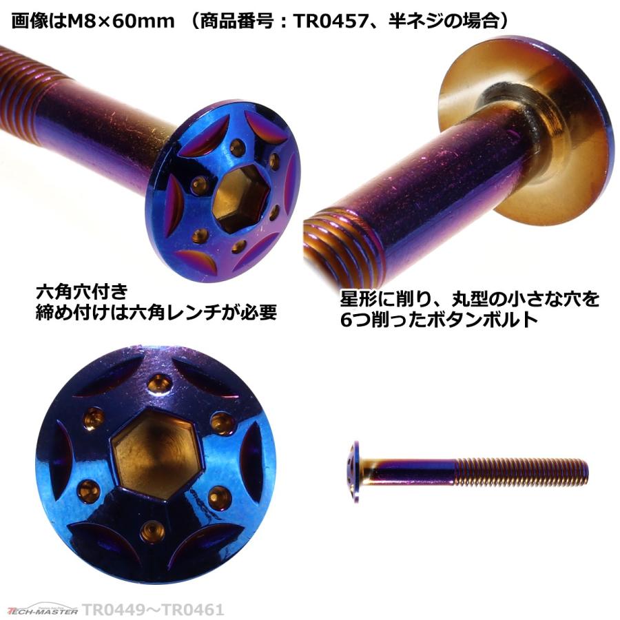 ボタンボルト M8×50mm P1.25 スターホールヘッド ステンレス 焼きチタンカラー 1個 TR0455 | ブランド登録なし | 03