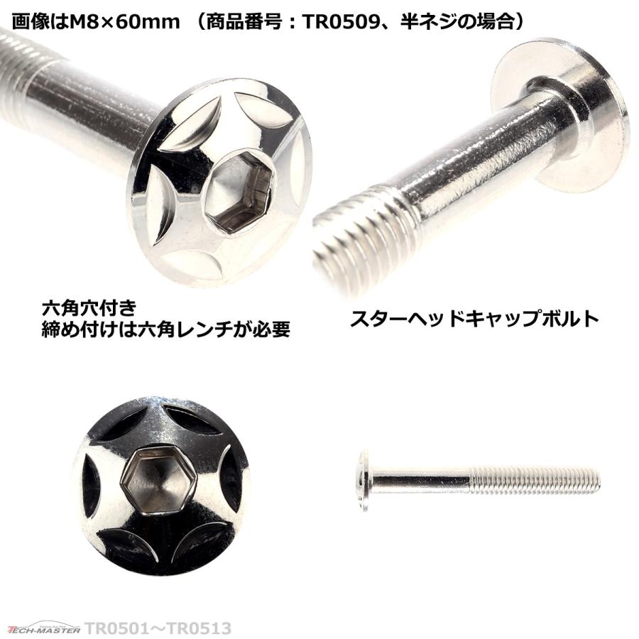 ボタンボルト M8×25mm P1.25 スターヘッド ステンレス シルバー 1個 TR0502 | ブランド登録なし | 03