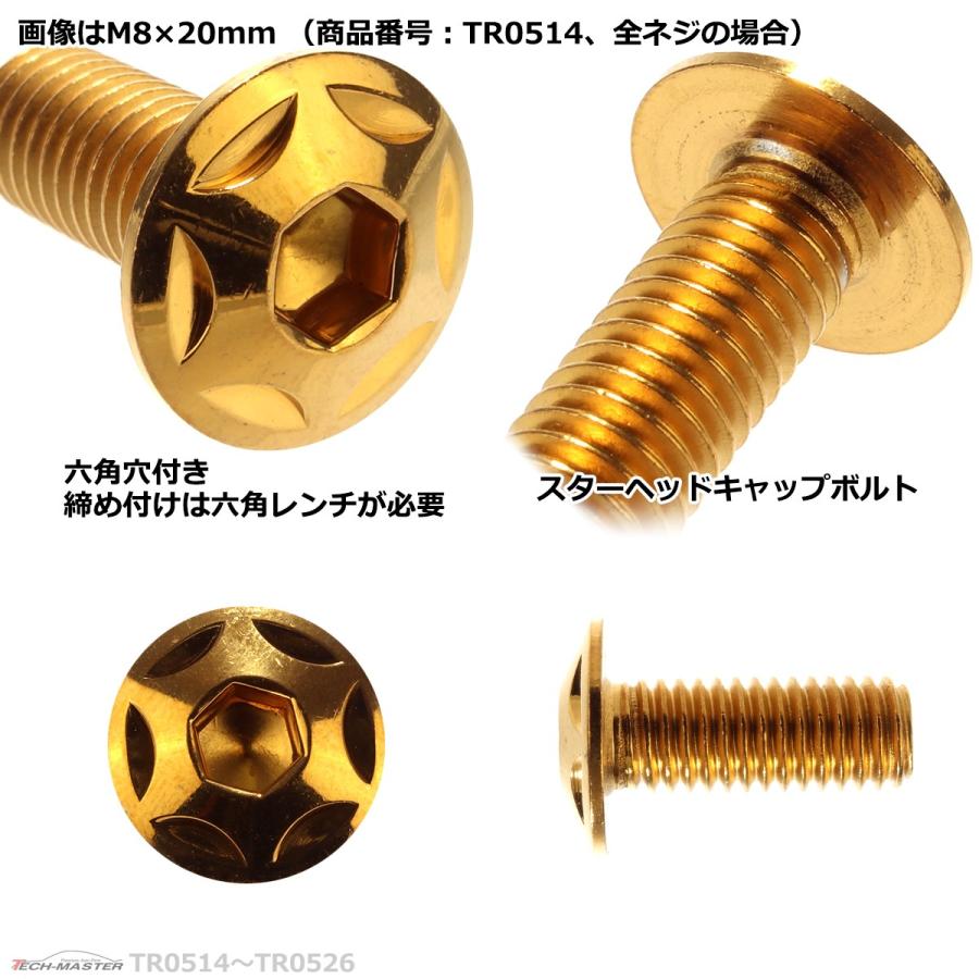 ボタンボルト M8×80mm P1.25 スターヘッド ステンレス ゴールド 1個 TR0526 | ブランド登録なし | 02
