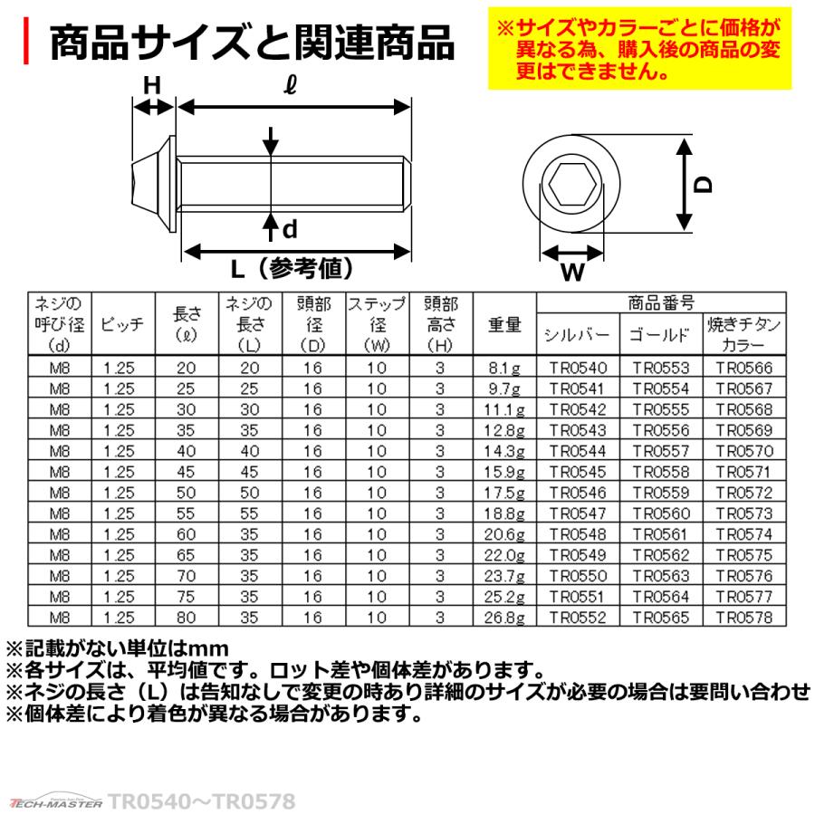 ボタンボルト M8×35mm P1.25 ホールヘッド H-1 ステンレス シルバー 1個 TR0543｜tech｜05