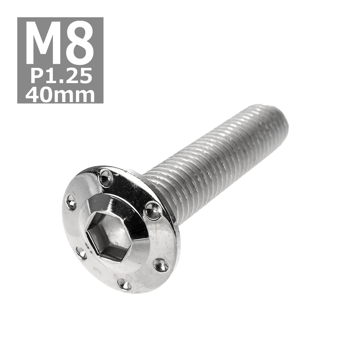 ボタンボルト M8×40mm P1.25 ホールヘッド H-1 ステンレス シルバー 1個 TR0544 | ブランド登録なし