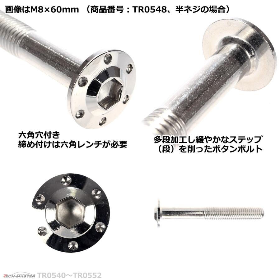 ボタンボルト M8×60mm P1.25 ホールヘッド H-1 ステンレス シルバー 1個 TR0548 | ブランド登録なし | 03