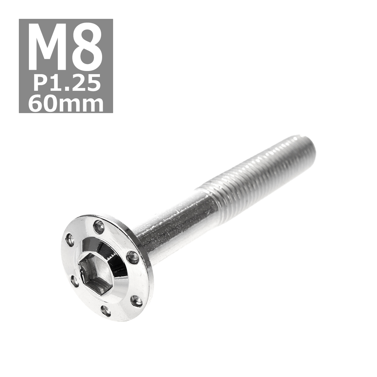 ボタンボルト M8×60mm P1.25 ホールヘッド H-1 ステンレス シルバー 1個 TR0548 | ブランド登録なし