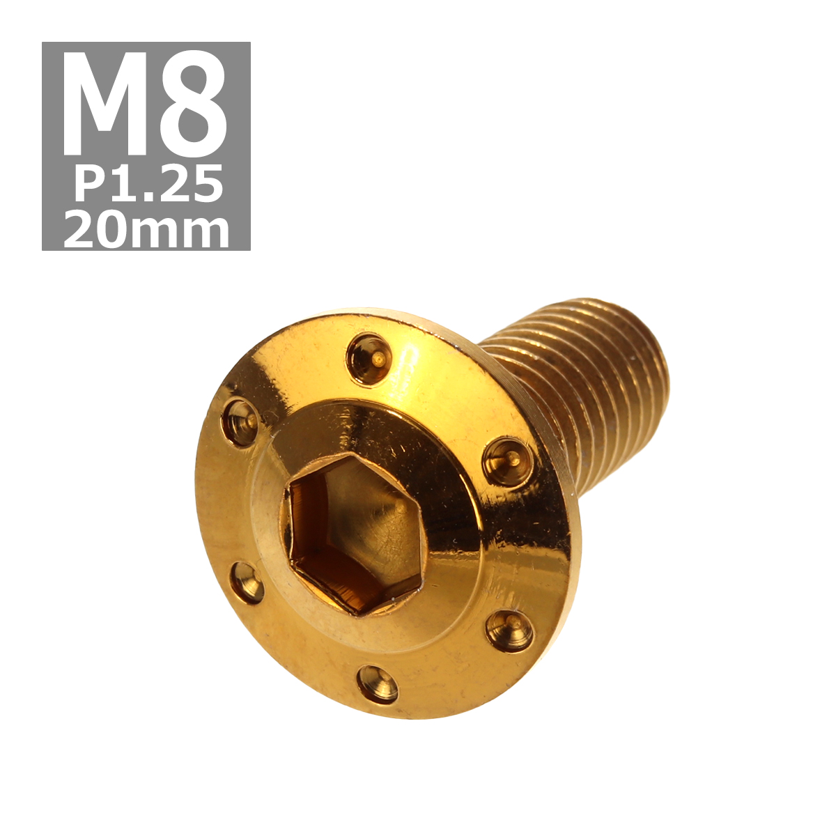 ボタンボルト M8×20mm P1.25 ホールヘッド H-1 ステンレス ゴールド 1個 TR0553 | ブランド登録なし