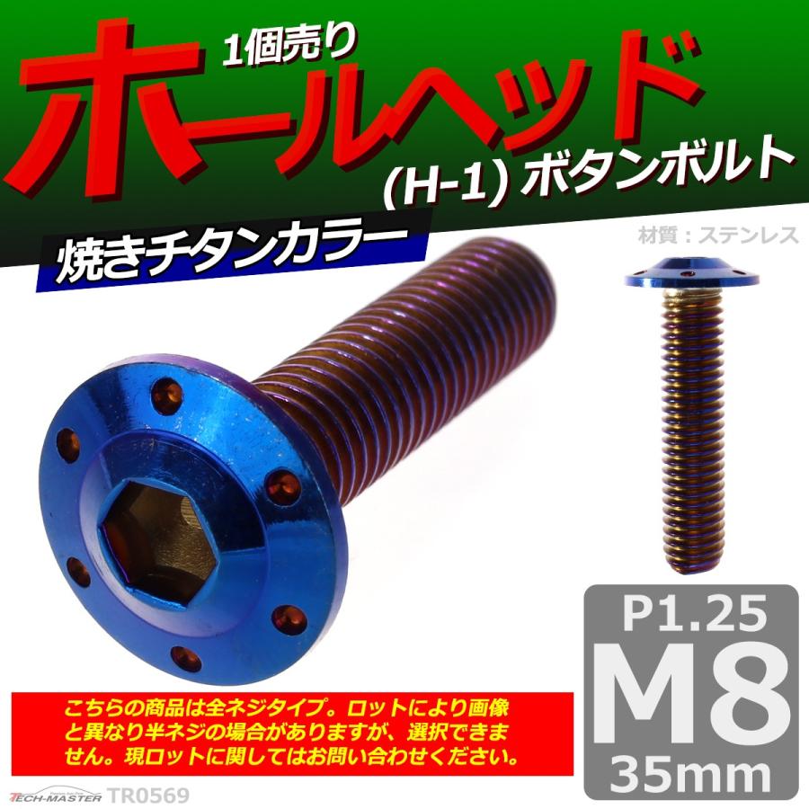 ボタンボルト M8×35mm P1.25 ホールヘッド H-1 ステンレス 焼きチタンカラー 1個 TR0569 | ブランド登録なし | 01