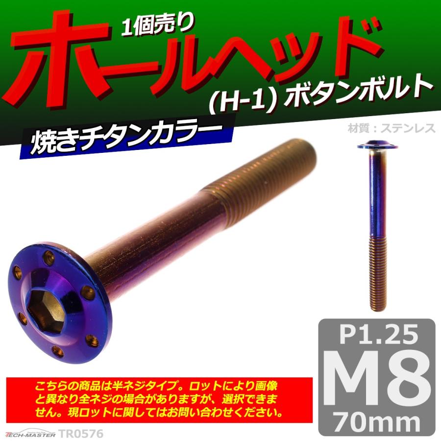 ボタンボルト M8×70mm P1.25 ホールヘッド H-1 ステンレス 焼きチタンカラー 1個 TR0576 | ブランド登録なし | 01