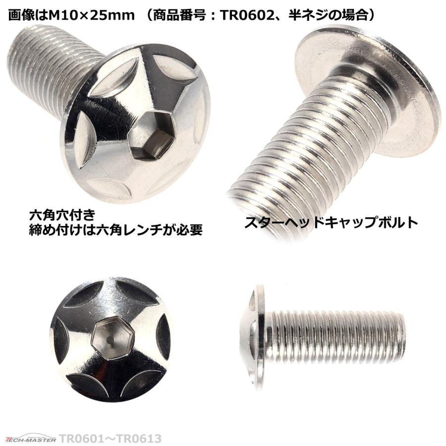 ボタンボルト M10×55mm P1.25 スターヘッド ステンレス シルバー 1個 TR0608 | ブランド登録なし | 02