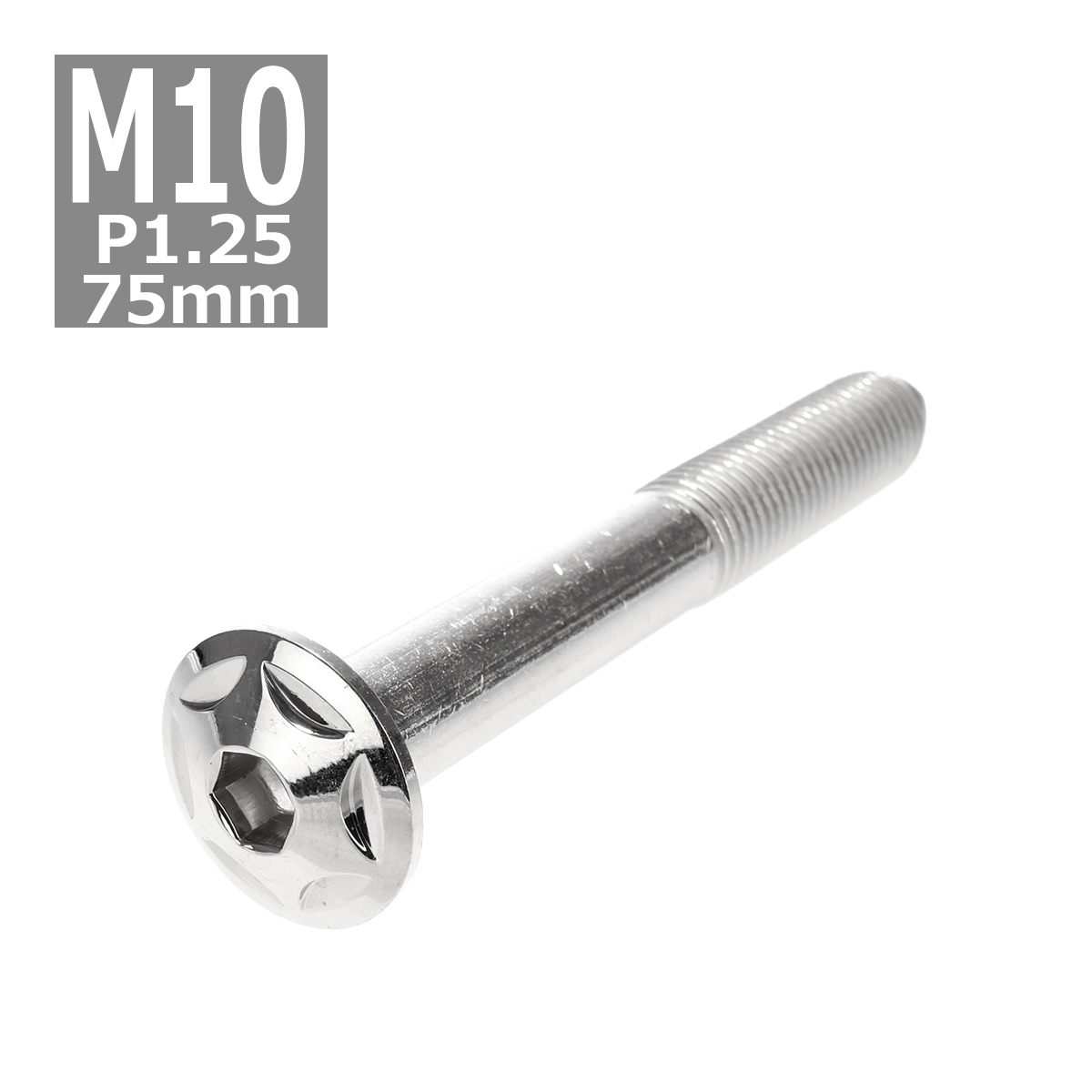 ボタンボルト M10×75mm P1.25 スターヘッド ステンレス シルバー 1個 TR0612 | ブランド登録なし