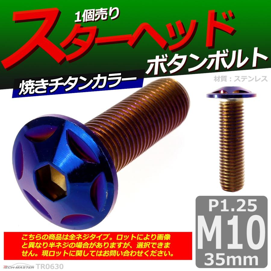 ボタンボルト M10×35mm P1.25 スターヘッド ステンレス 焼きチタンカラー 1個 TR0630 | ブランド登録なし | 01