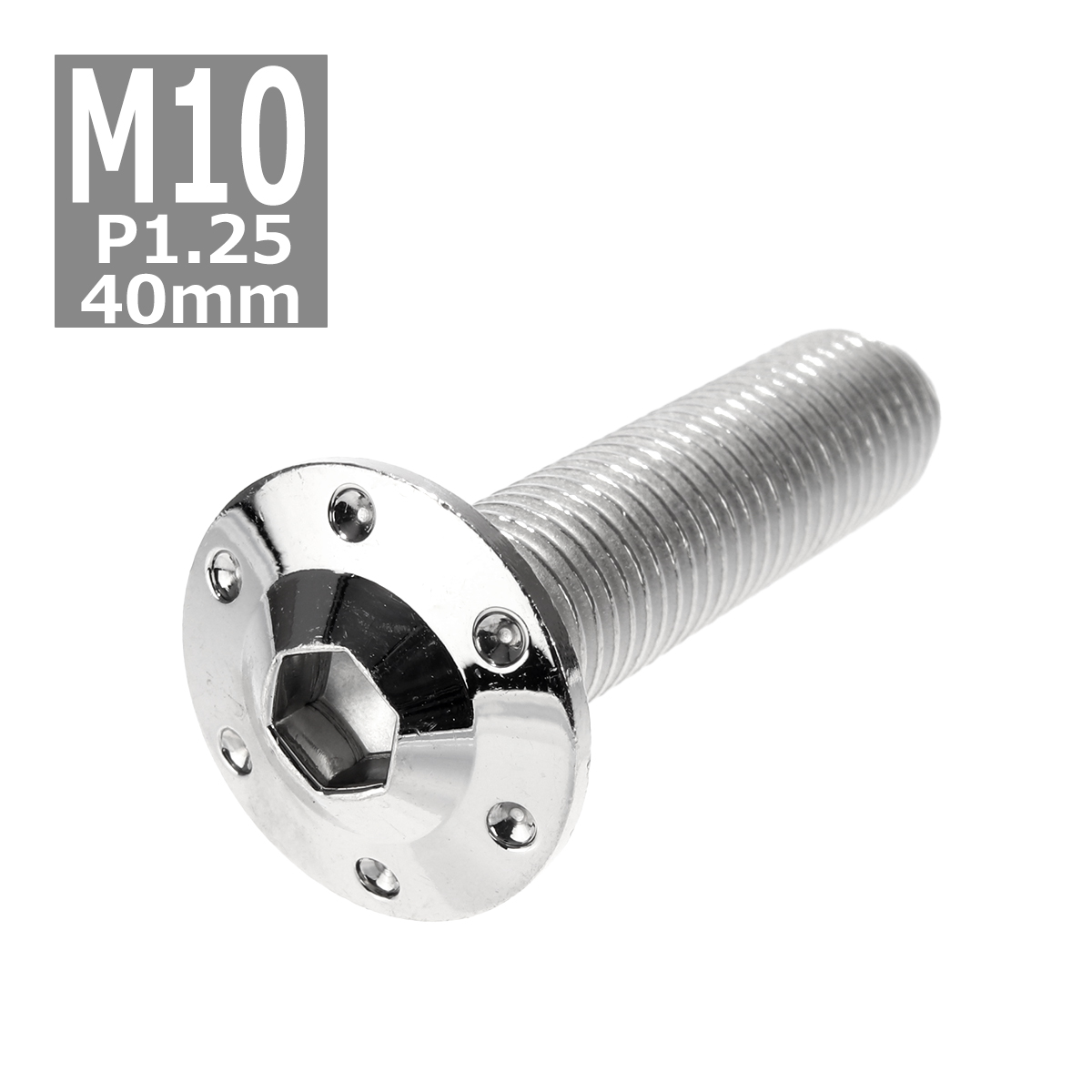 ボタンボルト M10×40mm P1.25 ホールヘッド H-1 ステンレス シルバー 1個 TR0644 | ブランド登録なし